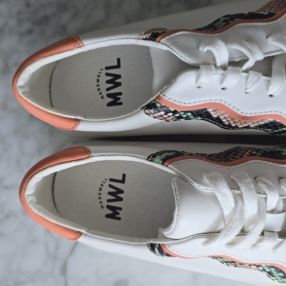 Madewell Sidewalk Low-Top Sneakers in Snake Embossed Leather: Wave Edition sz 8 - Picture 4 of 7